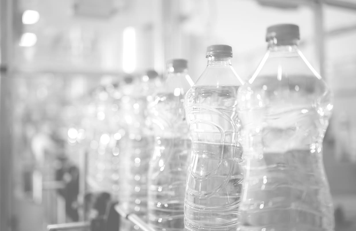 Bottled water on a production line