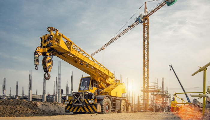 Construction crane on a building site