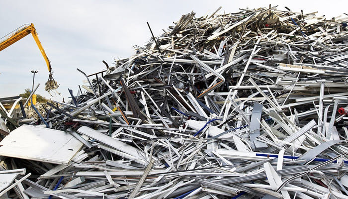 Pile of scrap metal at a metal recycling yard